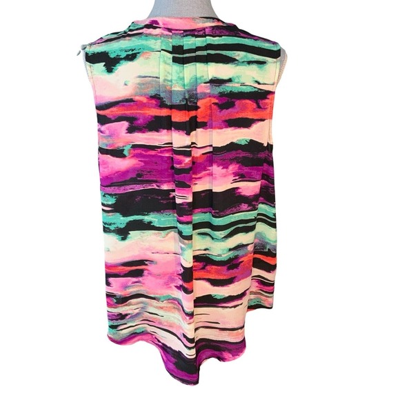 Apt 9 Women's Size 1X Blouse Sleeveless Lightweight V-Neck Color Splash Stripe - Picture 3 of 12
